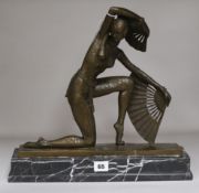 After Demetre Chiparus. A bronze Egyptian dancer with fan, height 38cm