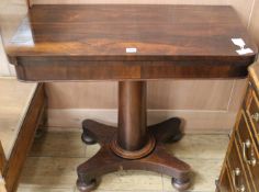 A William IV rosewood card table, W.84cm