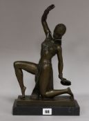 After Demetre Chiparus. A bronze Art Deco style Egyptian dancer, height 39cm