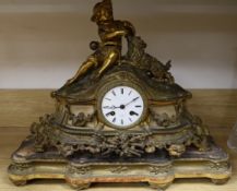 A 19th century French gilt bronze eight day mantel clock by A. Denhorter of Paris, with key and