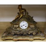 A 19th century French gilt bronze eight day mantel clock by A. Denhorter of Paris, with key and
