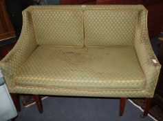 A George III mahogany and upholstered settee, c.1790, W.130cm