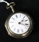 A George III silver keywind verge pocket watch by William Durant? London, with associated? outer