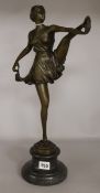 After Bruno Zach. A bronze figure 'The High Kick Dancer' , height 49.5cm