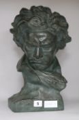 A terracotta bust of Beethoven signed Cipriani