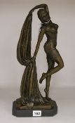 After Demetre Chiparus. A bronze dancer with a shawl, height 42cm