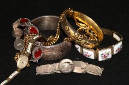 2 Russian watches, silver bangle etc