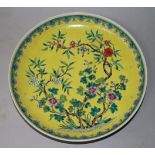 A Chinese yellow ground dish, jiaqing mark