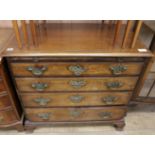 A George III mahogany chest, of four long drawers with brushing slide, W.86cm