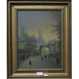 Raymond Gilrenan, oil on board, View of Durham, 49 x 36cm