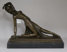 After Demetre Chiparus. A bronze Art Deco style figure of an exotic Egyptian dancer, height 27cm