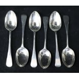 A set of six Victorian silver Old English pattern dessert spoons by George Adams, London, 1864, 6.
