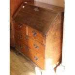 A small George III oak bureau, W.76cm