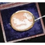 A French 18ct gold mounted cameo brooch, 1.5in.