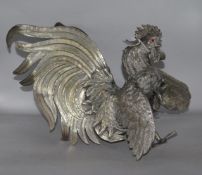 A cast plated model of a strutting cockerel, height 42cm