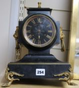 A French black marble eight day mantel clock
