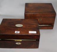 Two Victorian rosewood work boxes