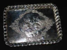 An Edwardian silver "Reynold's Angels" dressing table tray, Birmingham, 1905, 9.75in, 160 grams.