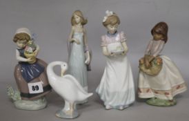 Four various Lladro porcelain figures