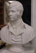 A marble bust of Robert Burns