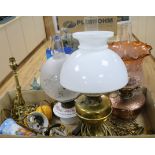 Three various oil lamps etc