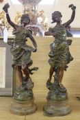 A pair of 19th century bronzed spelter figures