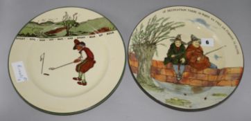 2 Doulton plates, golfing & fishing