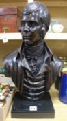 A bronze bust of Robert Burns