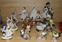 Porcelain figures and birds