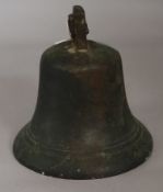 A 19th century bronze bell, reputedly the property of Captain Frederick Stoodley, 16th Lancers (d.