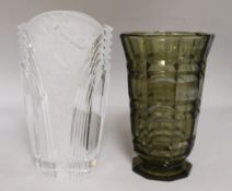 Two Art Deco style glass vase