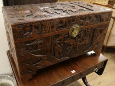 A Cantonese camphorwood chest, 88cm wide