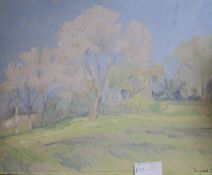 Rupert Lee, oil on board, Trees in summertime - Esquisse, signed and dated 1940 36 x 46cm unframed
