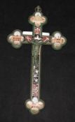 An Italian micro-mosaic and metal crucifix