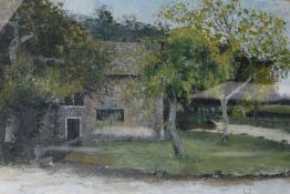 Country cottage, Bendall oil 34 x 52cm