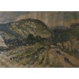 T O'Donnell, watercolour on paper, wooded landscape, signed, 49 x 70cm