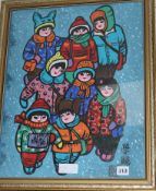 A Chinese cultural revolution painting of children 50 x 39cm