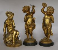 A pair of gilt metal musicians and a gilt brass figure of Venus - 300