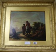 Samuel Edmund Waller (1850-1903), oil on canvas, Children on the London road, signed 29 x 34cm