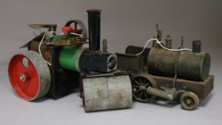 A Mamod steam roller and a tinplate 'Zulu' locomotive (a.f)