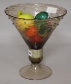 A Venetian glass bowl, probably Salviati containing Murano glass fruit