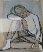 Style of Bernard Buffet - watercolour and charcoal 69 x 54cm