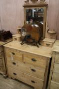 A pine dressing chest with mirror, 92cm wide