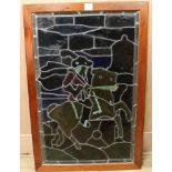 A framed stained glass window