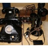 A collection of Bakelite telephones
