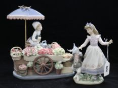 A Lladro figure, 'Flower Stall' and another