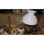 Three various oil lamps, etc