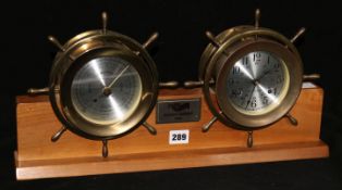 A combination ship's clock and barometer