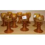 Ten amber glass roemers