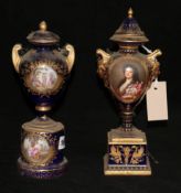 Two Vienna style vases and covers